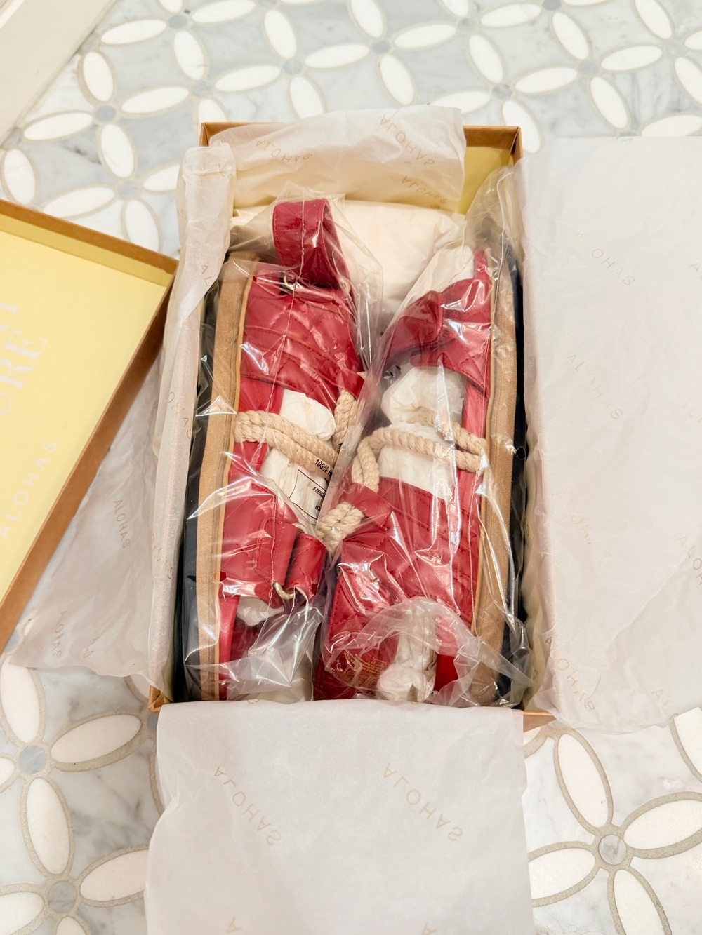 Alohas x Anthropologie Hook-Loop Braided Lipstick Red Leather Rope Sandals 39 8 - Picture 12 of 15